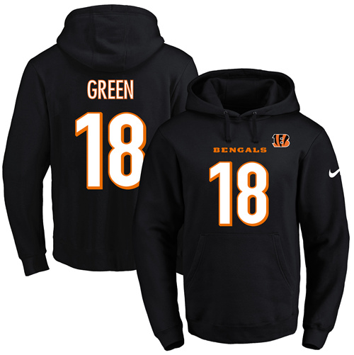 Nike Bengals #18 A.J. Green Black Name & Number Pullover NFL Hoodie